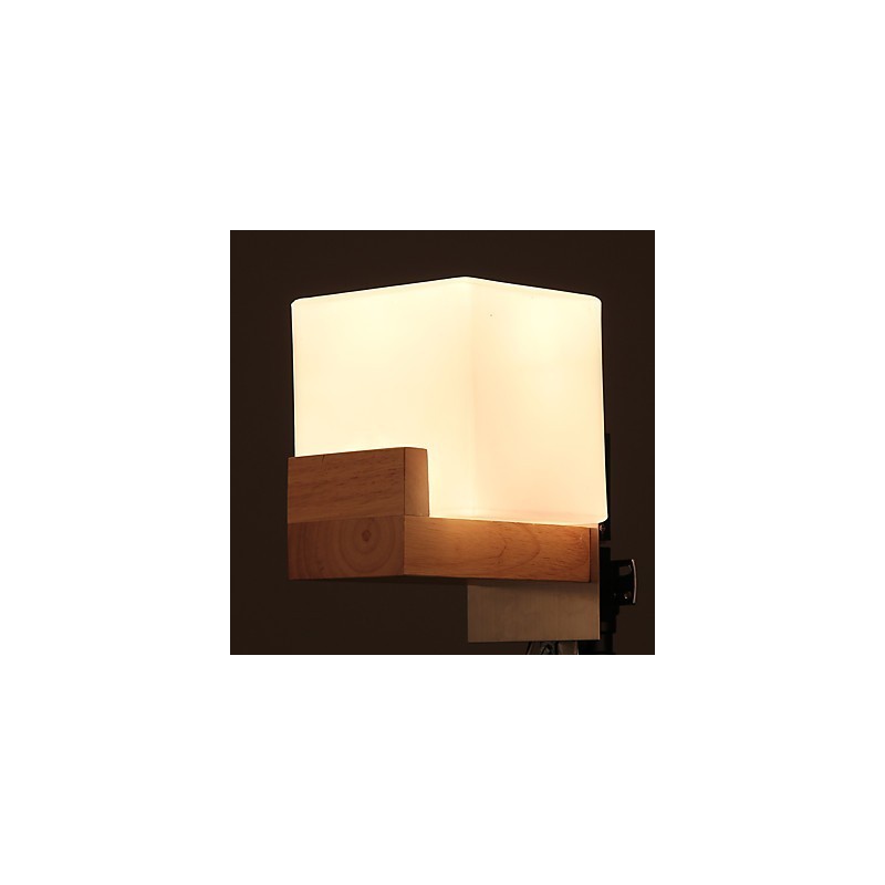 Lámpara de pared sencilla, lámpara de noche, lámpara de escritorio con pantalla de vidrio y madera maciza para dormitorio, tocador, sala de estar, habitación de bebé, dormitorio universitario, mesa de centro, librería