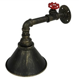 Aplique de pared industrial retro tipo loft para restaurante y bar, lámpara de pared de tubería de agua de metal