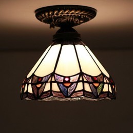 Lámpara de cúpula absorbente de luz con vitrales de artes creativas rurales europeas