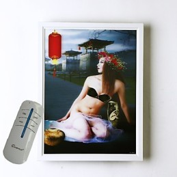 Pintura contemporánea moderna integrada para apliques de pared con luz ambiental.