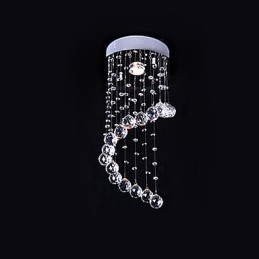 Lámpara de araña moderna contemporánea de metal galvanizado con cristal y montaje empotrado