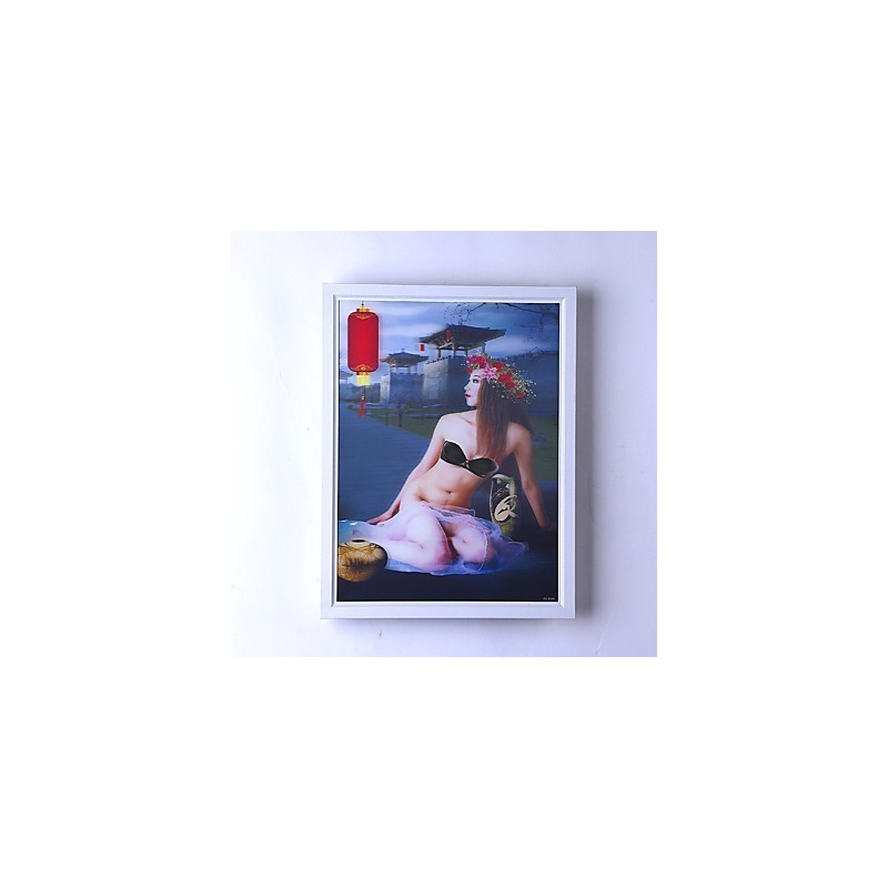 Pintura contemporánea moderna integrada para apliques de pared con luz ambiental.