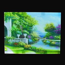 Pintura contemporánea moderna integrada para apliques de pared con luz ambiental.