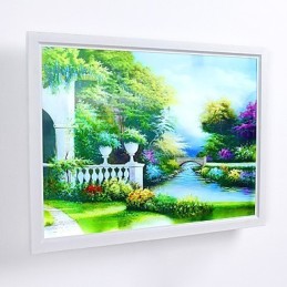 Pintura contemporánea moderna integrada para apliques de pared con luz ambiental.