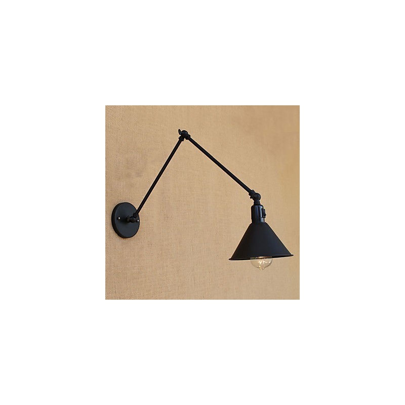 Lámpara de brazo oscilante estilo mini con protección ocular y luz descendente con pintura retro campestre
