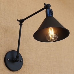 Lámpara de brazo oscilante estilo mini con protección ocular y luz descendente con pintura retro campestre