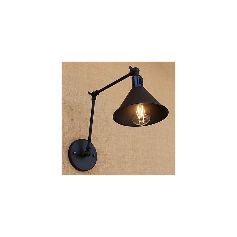 Lámpara de brazo oscilante estilo mini con protección ocular y luz descendente con pintura retro campestre