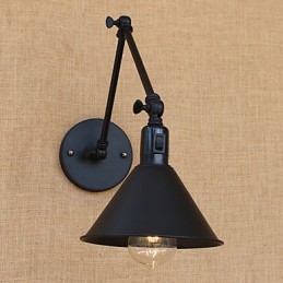 Lámpara de brazo oscilante estilo mini con protección ocular y luz descendente con pintura retro campestre