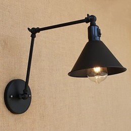 Lámpara de brazo oscilante estilo mini con protección ocular y luz descendente con pintura retro campestre