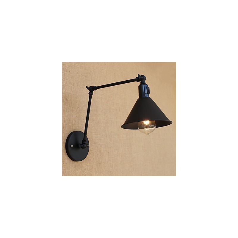 Lámpara de brazo oscilante estilo mini con protección ocular y luz descendente con pintura retro campestre
