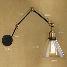 Pintura retro rústica sencilla con brazo oscilante, protección ocular y luz ambiental.