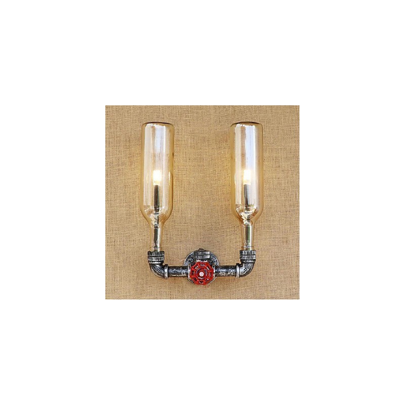 Lámpara de pared con interruptor de viento industrial retro, lámpara de pared con botella de agua, luz ámbar