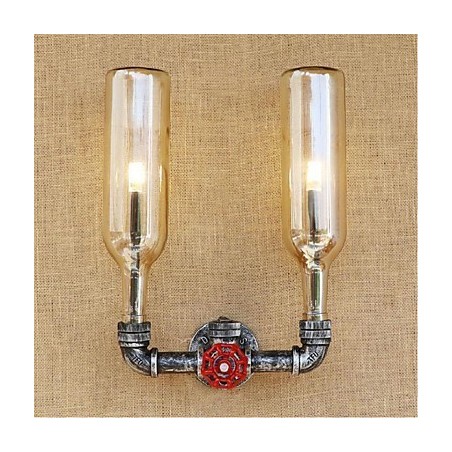 Lámpara de pared con interruptor de viento industrial retro, lámpara de pared con botella de agua, luz ámbar Lámpara de pared con interruptor de viento industrial retro, lámpara de pared con botella de agua, luz ámbar