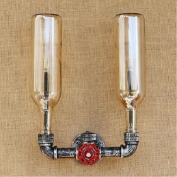 Lámpara de pared con interruptor de viento industrial retro, lámpara de pared con botella de agua, luz ámbar