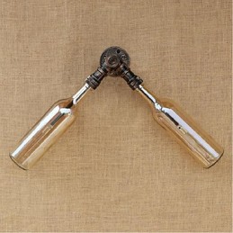Lámpara de pared estilo retro americano con diseño de viento y botella de agua, estilo industrial creativo, color ámbar