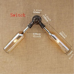 Lámpara de pared estilo retro americano con diseño de viento y botella de agua, estilo industrial creativo, color ámbar
