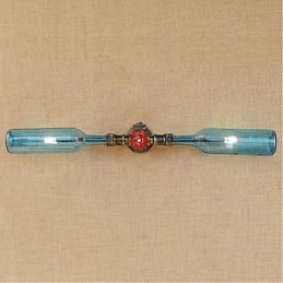 Lámpara de pared estilo retro americano con diseño de botella de agua y viento, estilo industrial creativo, color azul
