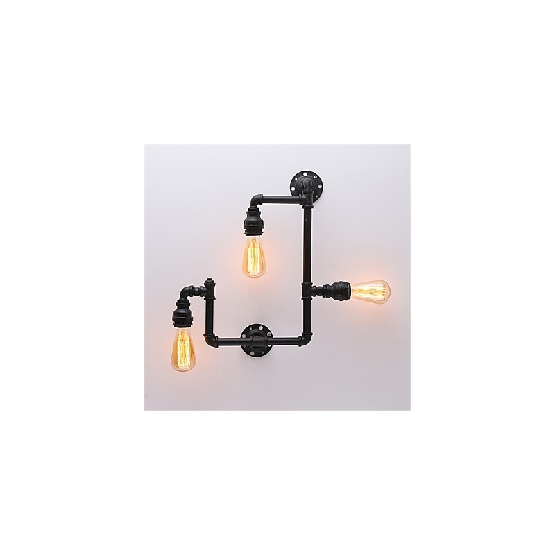 Lámparas de pared de tubo industriales vintage de 3 cabezas, luces creativas negras, iluminación decorativa para restaurantes, cafeterías y bares.