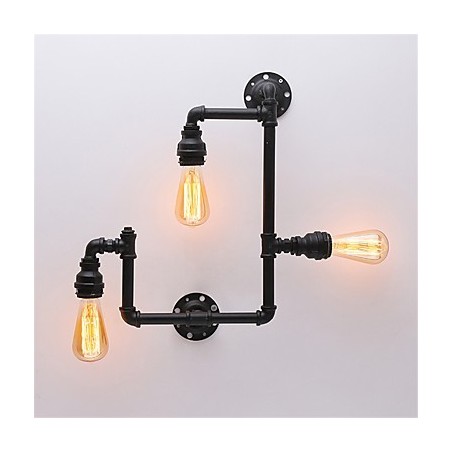 Lámparas de pared de tubo industriales vintage de 3 cabezas, luces creativas negras, iluminación decorativa para restaurantes, cafeterías y bares. Lámparas de pared de tubo industriales vintage de 3 cabezas, luces creativas negras, iluminación decorativa para restaurantes, cafeterías y bares.