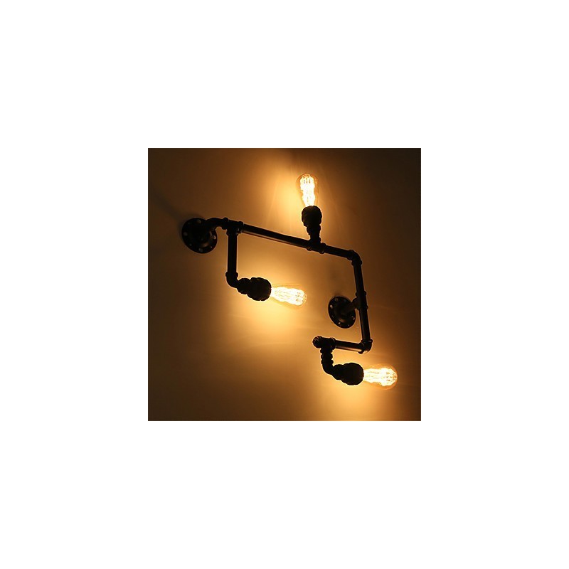 Lámparas de pared de tubo industriales vintage de 3 cabezas, luces creativas negras, iluminación decorativa para restaurantes, cafeterías y bares.