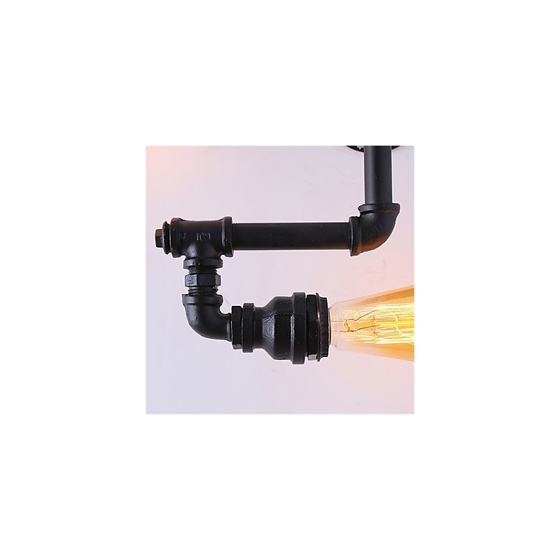 Lámparas de pared de tubo industriales vintage de 3 cabezas, luces creativas negras, iluminación decorativa para restaurantes, cafeterías y bares.