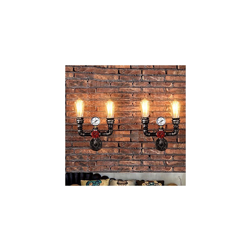 Lámparas de pared de metal industriales vintage de 2 cabezales para decoración de restaurantes, cafeterías y bares.