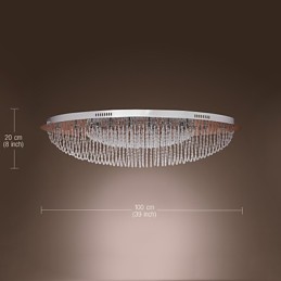Lámpara de techo moderna contemporánea de metal cromado y cristal