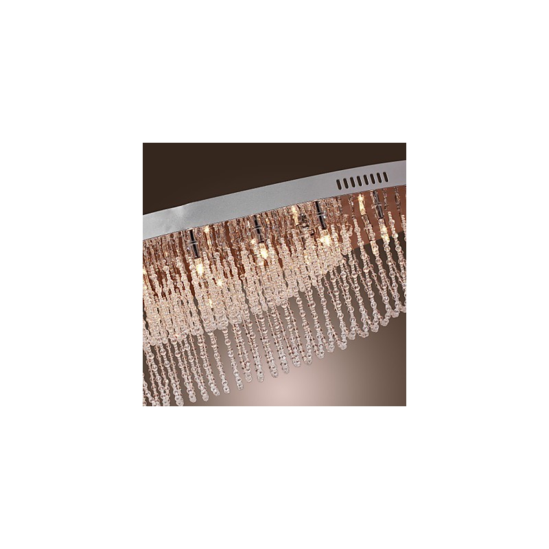 Lámpara de techo moderna contemporánea de metal cromado y cristal