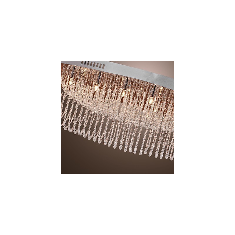 Lámpara de techo moderna contemporánea de metal cromado y cristal