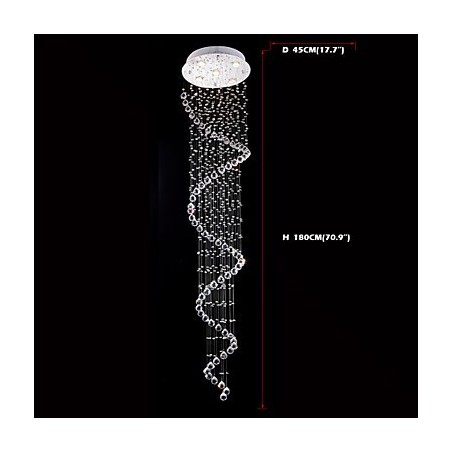 Lámpara colgante de cristal, 5 luces, plateada, transparente, K9, con forma de hélice, para techo. Lámpara colgante de cristal, 5 luces, plateada, transparente, K9, con forma de hélice, para techo.