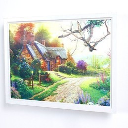Pintura contemporánea moderna integrada para apliques de pared con luz ambiental.