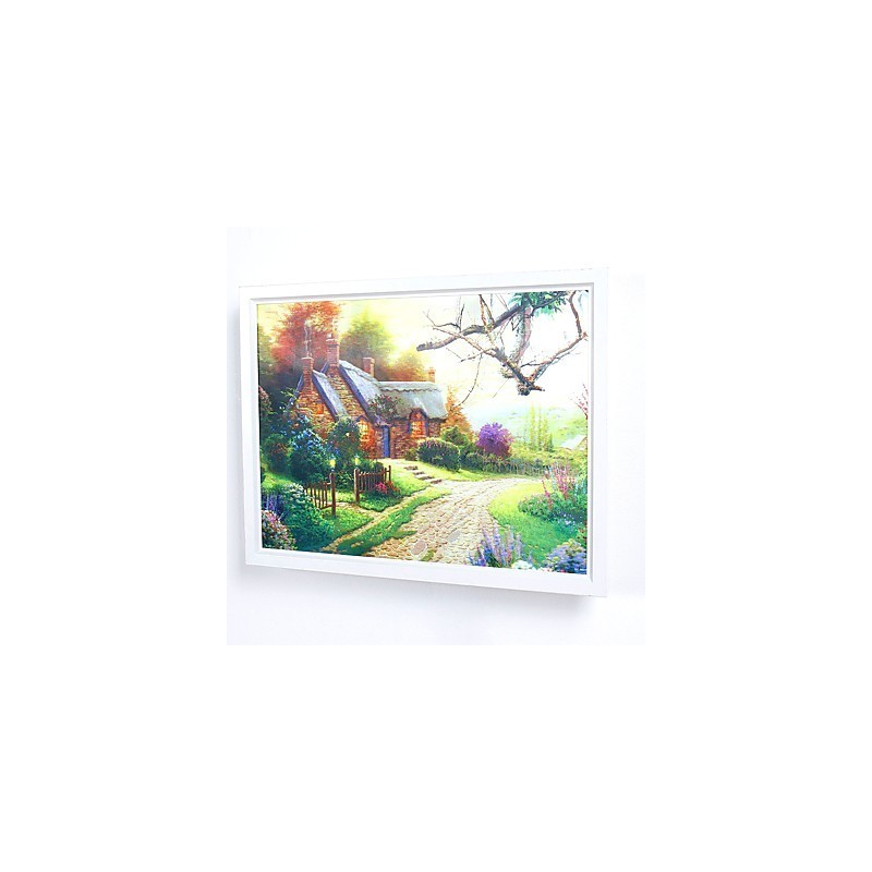 Pintura contemporánea moderna integrada para apliques de pared con luz ambiental.