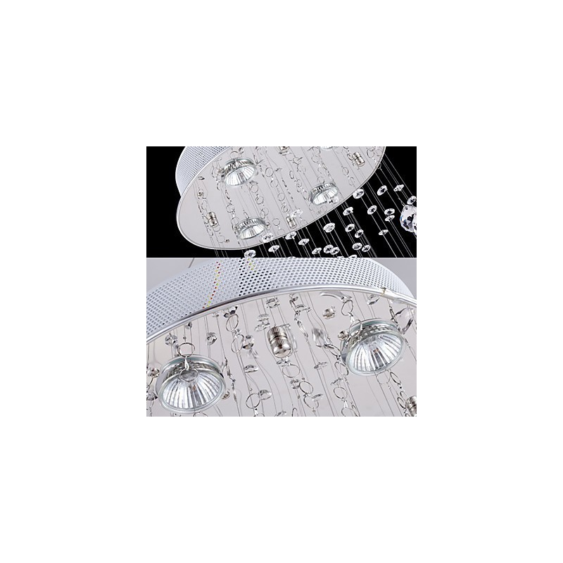 Lámpara colgante de cristal, 5 luces, plateada, transparente, K9, con forma de hélice, para techo.