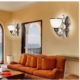 Lámpara de pared americana sencilla, lámpara de noche, lámpara decorativa para sala de estar, lámpara de pared creativa de estilo europeo de hierro forjado.