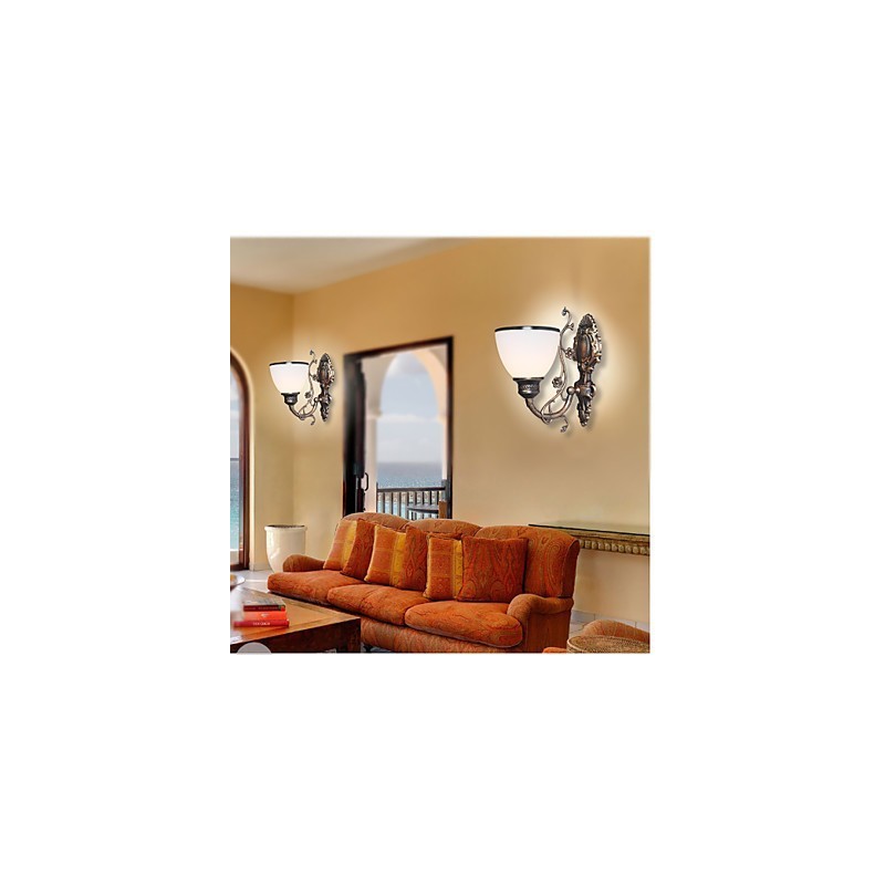 Lámpara de pared americana sencilla, lámpara de noche, lámpara decorativa para sala de estar, lámpara de pared creativa de estilo europeo de hierro forjado.