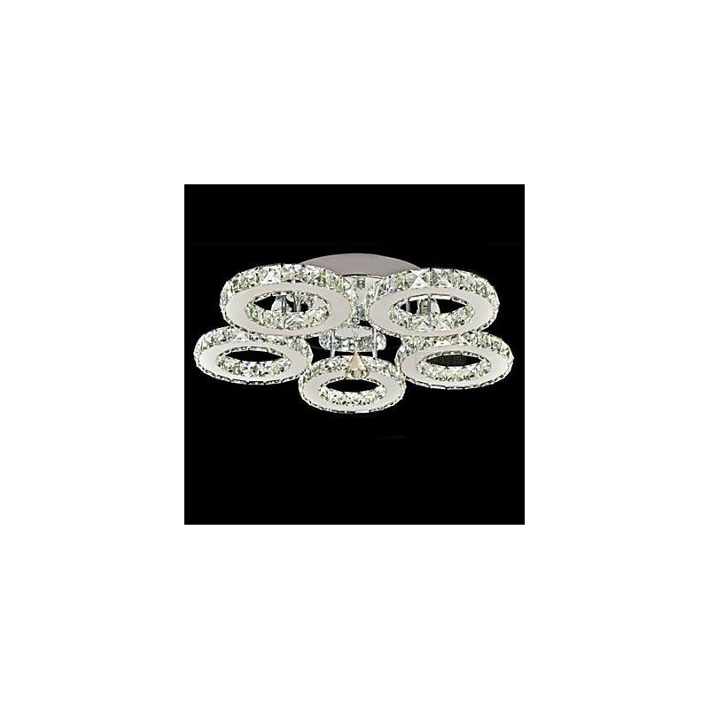 Lámpara de techo de cristal de 5 luces, moderna, transparente, galvanizada, de acero inoxidable.
