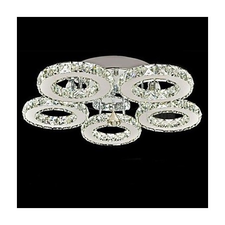 Lámpara de techo de cristal de 5 luces, moderna, transparente, galvanizada, de acero inoxidable. Lámpara de techo de cristal de 5 luces, moderna, transparente, galvanizada, de acero inoxidable.