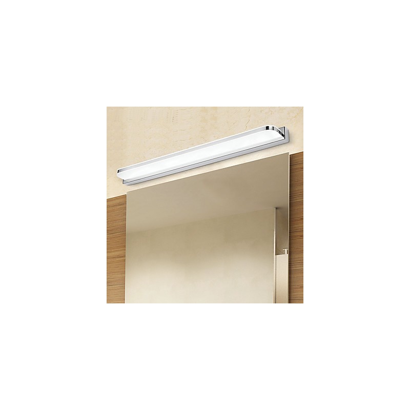 Lámpara de pared con iluminación ambiental para baño, moderna y contemporánea, galvanizada y con función integrada.