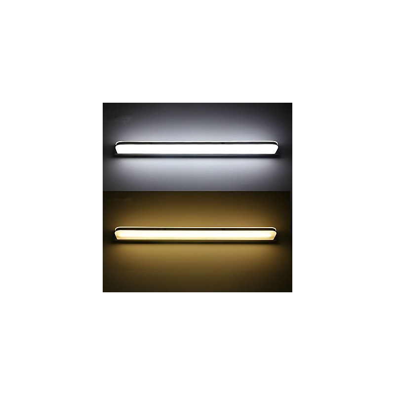Lámpara de pared con iluminación ambiental para baño, moderna y contemporánea, galvanizada y con función integrada.