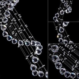 Lámpara colgante de cristal, 5 luces, plateada, transparente, K9, con forma de hélice, para techo.