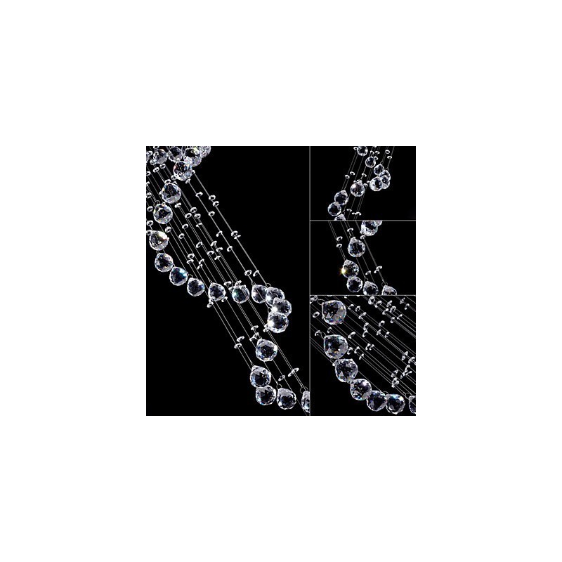 Lámpara colgante de cristal, 5 luces, plateada, transparente, K9, con forma de hélice, para techo.