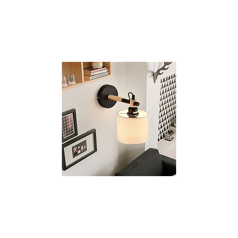 Aplique de pared de tela moderno contemporáneo con luz ambiental