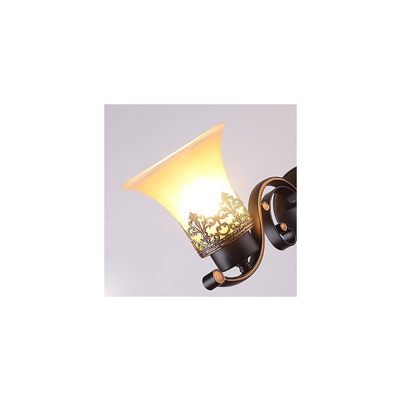 Lámpara de pared vintage de metal con doble cabezal, estilo campestre americano, con cristal, ideal para comedor, sala de estar, entrada, vestíbulo, lámpara de pared decorativa.