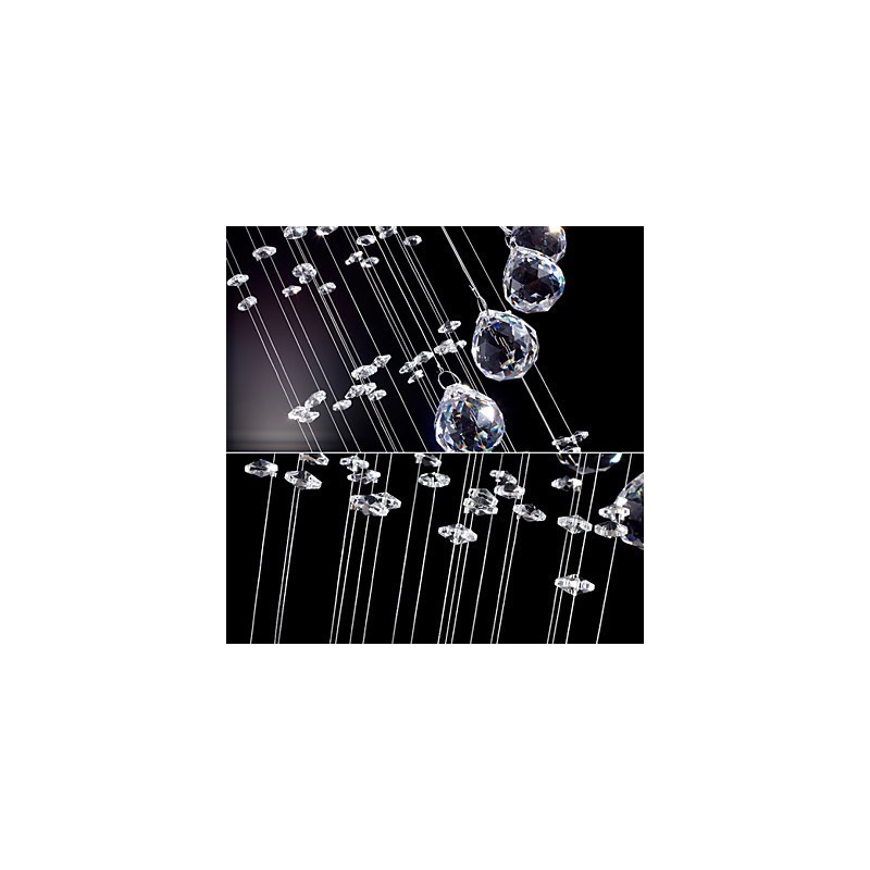 Lámpara colgante de cristal, 5 luces, plateada, transparente, K9, con forma de hélice, para techo.