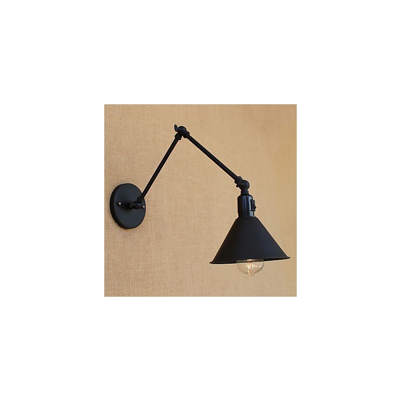 Lámpara de brazo oscilante estilo mini con protección ocular y luz descendente con pintura retro campestre
