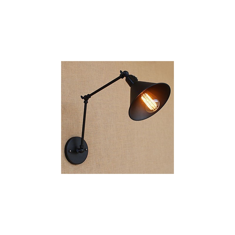 Lámpara de brazo oscilante estilo mini con protección ocular y luz descendente con pintura retro campestre