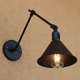 Lámpara de brazo oscilante estilo mini con protección ocular y luz descendente con pintura retro campestre