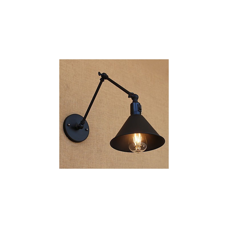 Lámpara de brazo oscilante estilo mini con protección ocular y luz descendente con pintura retro campestre
