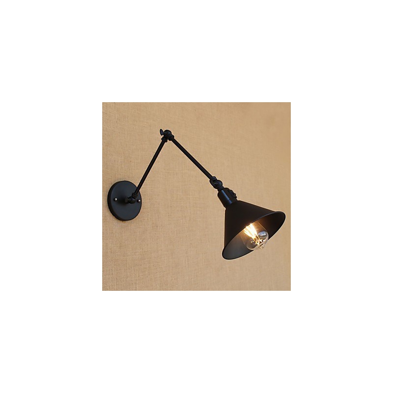 Lámpara de brazo oscilante estilo mini con protección ocular y luz descendente con pintura retro campestre