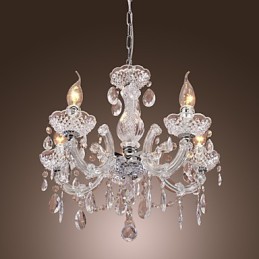 Lámpara de techo cromada Upligh, luz de vela, accesorio acrílico, lámpara colgante